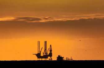 sunset, nature, oil rig